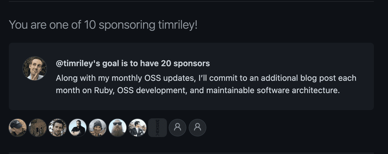 Sponsors status: timriley